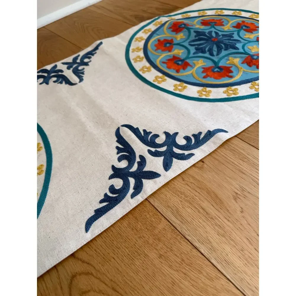 Pier 1 Imports Suzani Embroidered Table Runner 16x70 Boho Anthropologie Style